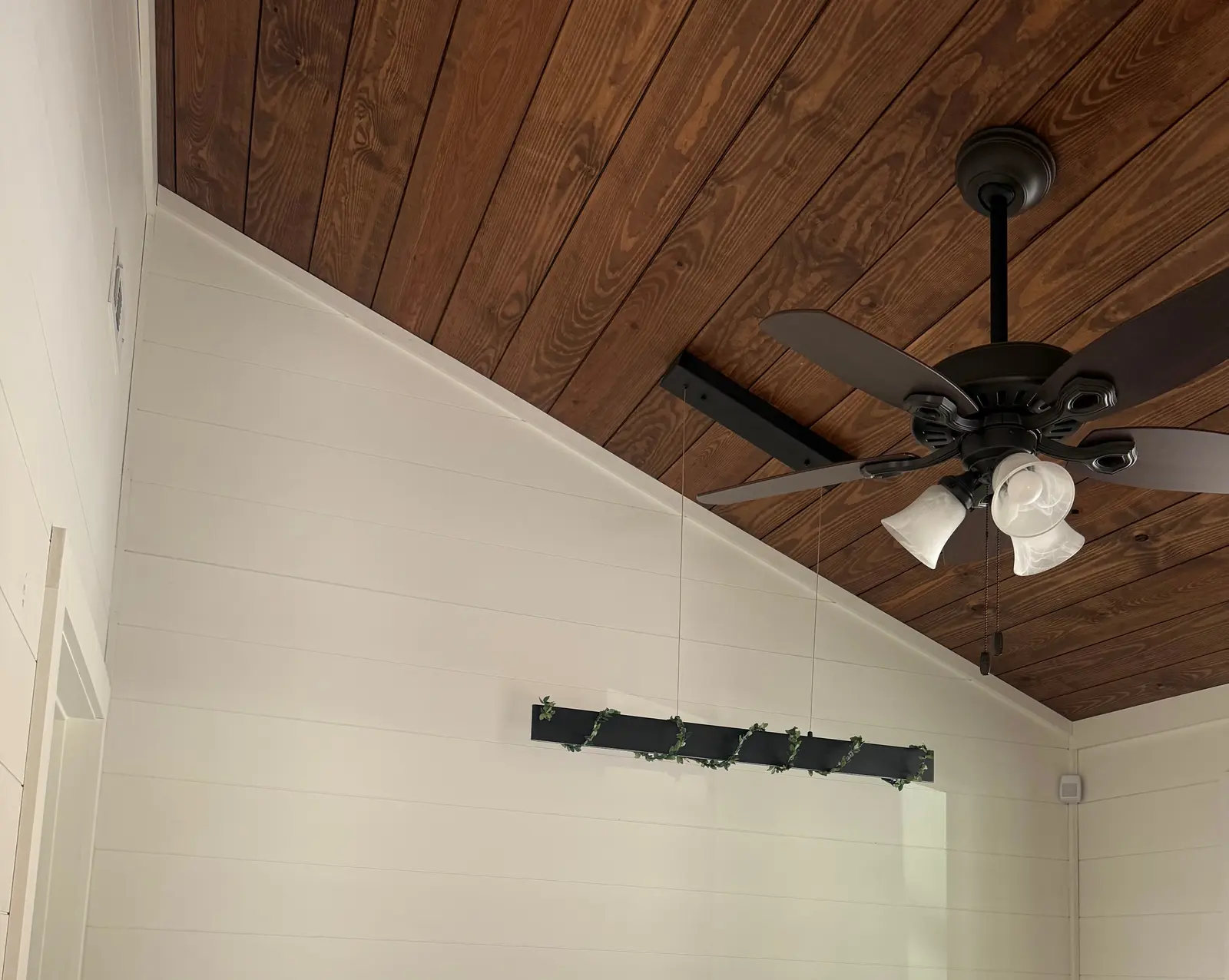 Reclaimed wood feature wall